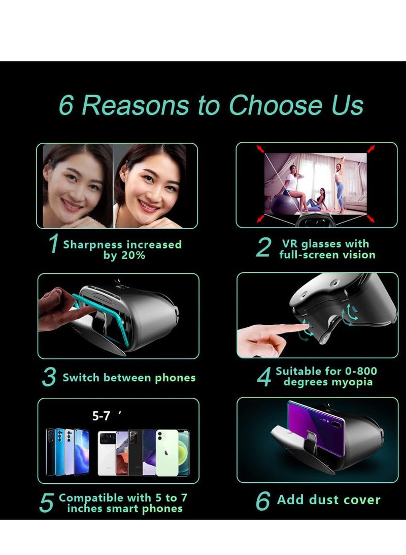VR Headset Virtual Reality Glasses Compatible with for iPhone/Android New Goggles for 3D VR Movies Universal VR Gear Compatible 5-7 Inch Soft Comfortable Adjustable Distance Eye Protection - Image 5