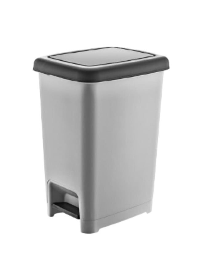 Dunya Slim Rectangular Basket, Plastic Dustbin Trash Can With Pedal, Comes With Inner Bucket For Office, Home, Bathroom, Restaurant, Kitchen, Bedroom 40 Liters-Gray - Image 1