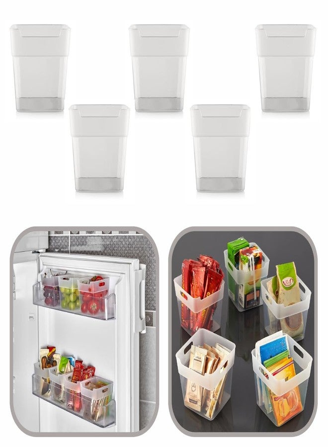 EYNEL 5-Piece Clear Plastic Multi-Purpose Organizer Bins, Fridge Side Door Storage Box Set for Refrigerator, Cabinet, Pantry - Storage for Small Items, Fruits, Vegetables - Image 4