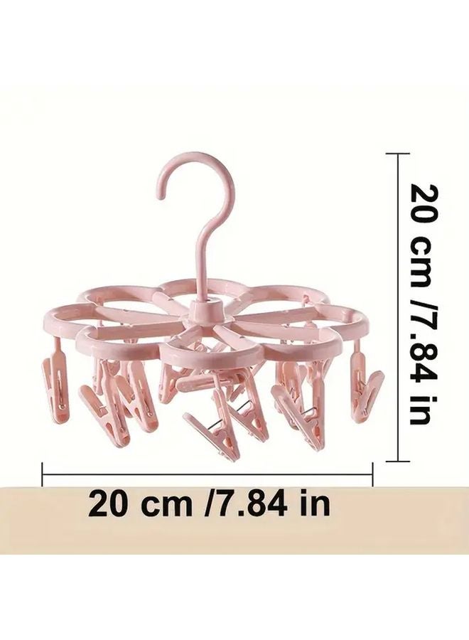 360 Degrees Rotatable Sock And Bra Hanger With 16 Clips Pink Drying Rack For Underwear - Image 3