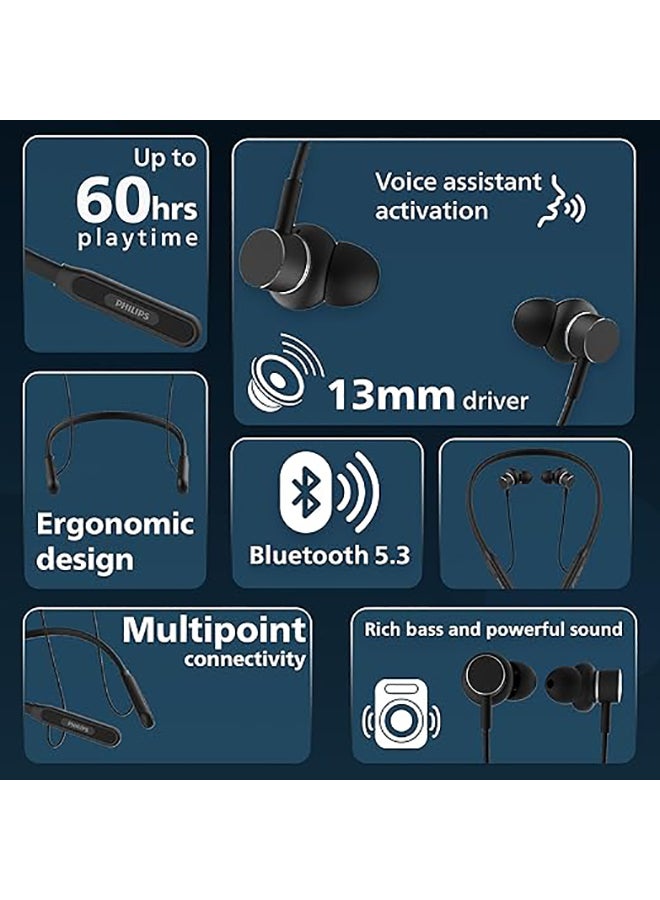 Philips Renewed - Wireless Neckband With 60 Hr Playtime Black - Image 2