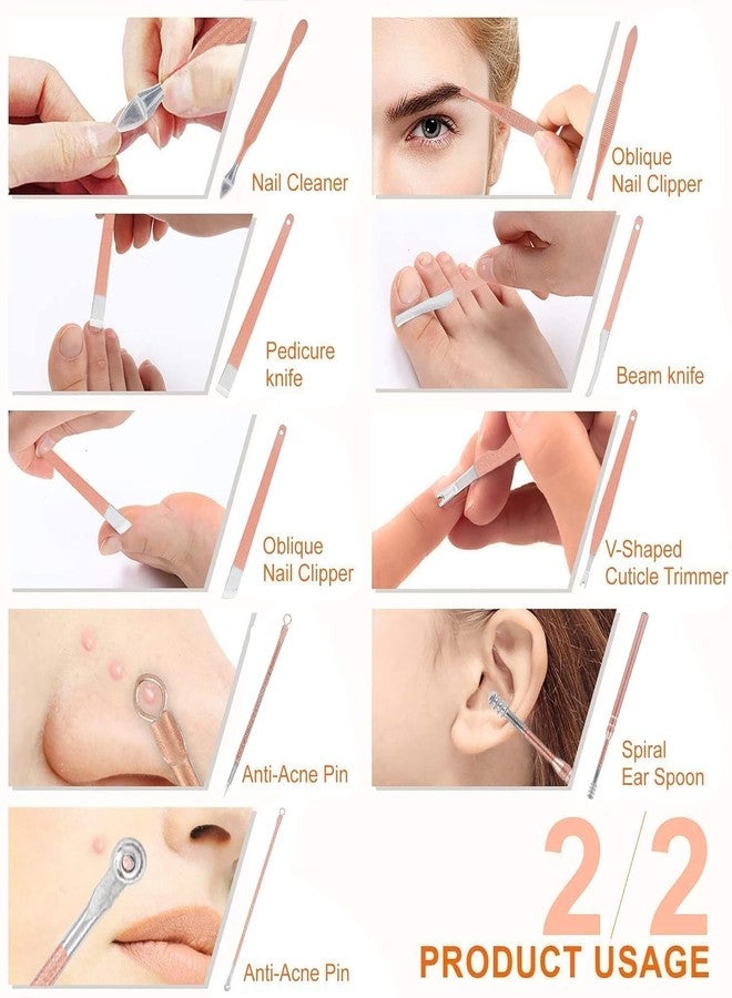 Feelon مجموعة العناية بالأظافر الاحترافية من فيلون من الفولاذ المقاوم للصدأ، قاطع أظافر، مقص أظافر للنساء، مجموعة فاخرة للعناية، مجموعة العناية بالأظافر والقدمين، مزيل فن الأظافر للنساء (متعدد الألوان) - Image 4