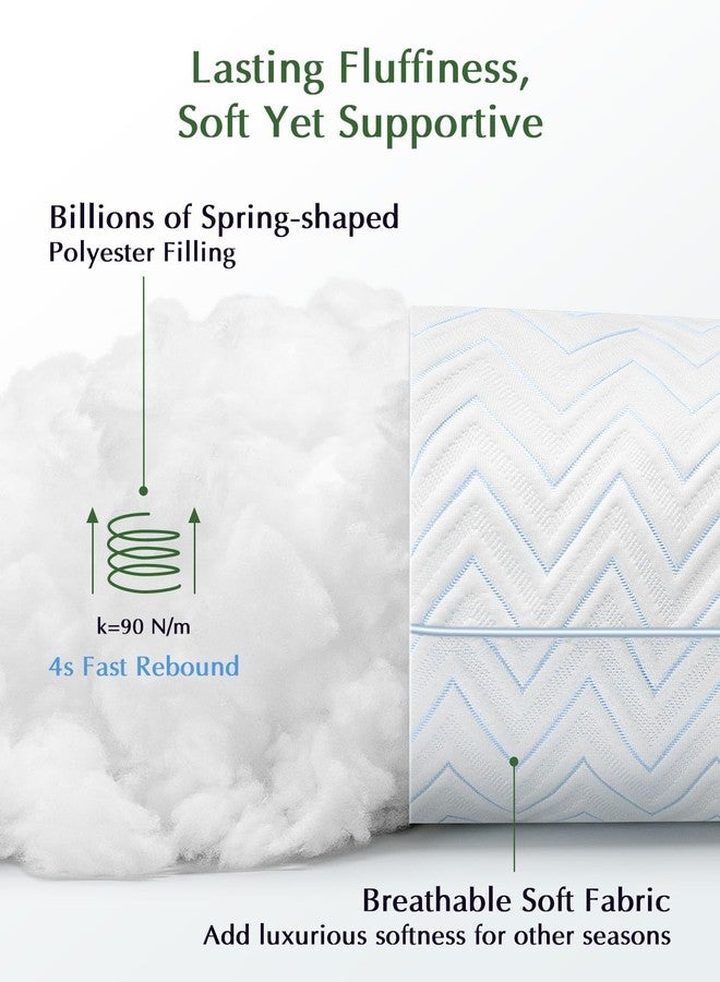 DIORIS Pillows Queen Size Set of 2, Cooling Bed Pillows for Sleeping, Breathable Down Alternative Microfiber Fill, 18 x 29 Inches, Medium Soft for Back Side Stomach Sleepers, Hypoallergenic - Image 2