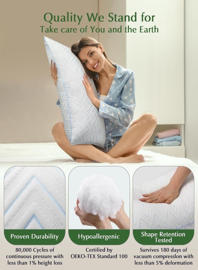 DIORIS Pillows Queen Size Set of 2, Cooling Bed Pillows for Sleeping, Breathable Down Alternative Microfiber Fill, 18 x 29 Inches, Medium Soft for Back Side Stomach Sleepers, Hypoallergenic - Image 4