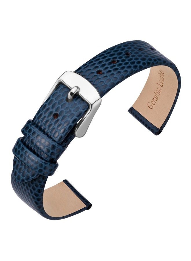 ANNEFIT Women's Leather Watch Band 15mm, Lizard Grain Slim Thin Replacement Strap (Blue) - Image 1