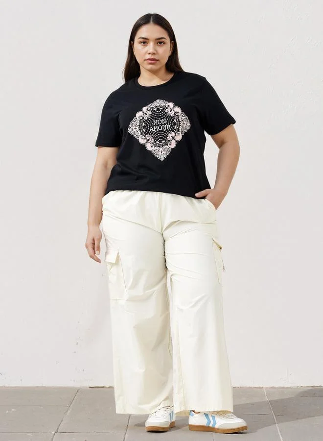  أولا بوبكن Plus Size Ulla Popken Graphic Print T-shirt