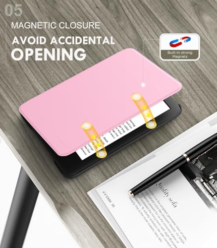 MoKo Case Fits 6" All-New Kindle (11th Generation-2024/2022 Release), Lightweight Shell Cover with Auto Wake/Sleep for Kindle 2024/2022 11th Gen e-Reader, Nosegay Pink - Image 5