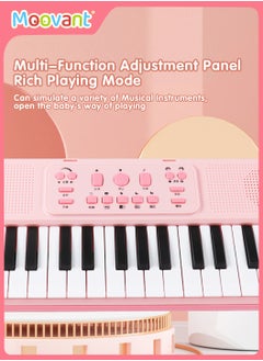 Moovant 37 Key Kids Piano Keyboard, Electronic Keyboard for Beginners with Microphone, Portable Multi-Function Recording Music Instrument Gift, Pink  - Image 3