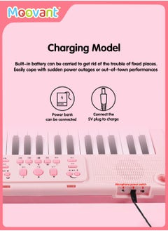 Moovant 37 Key Kids Piano Keyboard, Electronic Keyboard for Beginners with Microphone, Portable Multi-Function Recording Music Instrument Gift, Pink  - Image 4