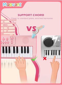 Moovant 37 Key Kids Piano Keyboard, Electronic Keyboard for Beginners with Microphone, Portable Multi-Function Recording Music Instrument Gift, Pink  - Image 5