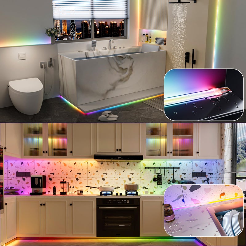 PAUTIX IP65 Waterproof RGB Smart IC COB LED Strip Light Addressable 24ft/7.5m,24V Color Flowing Strip Light Multicolor Flexible Tape Light for TV,Room,Party DIY Decoration(Without Controller&Adapter) - Image 4