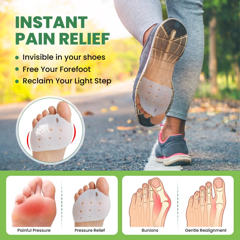 CEYOME Toe Separators & Metatarsal Pads for Women & Men â€“ 4 PCS Gel Ball of Foot Cushions for Pain Relief, Metatarsalgia & Mortonâ€™s Neuroma â€“ Soft Toe Spacers for Walking & All-Day Comfort - Image 3
