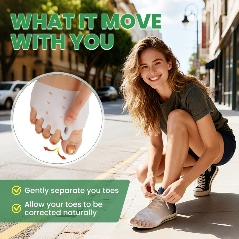 CEYOME Toe Separators & Metatarsal Pads for Women & Men â€“ 4 PCS Gel Ball of Foot Cushions for Pain Relief, Metatarsalgia & Mortonâ€™s Neuroma â€“ Soft Toe Spacers for Walking & All-Day Comfort - Image 4