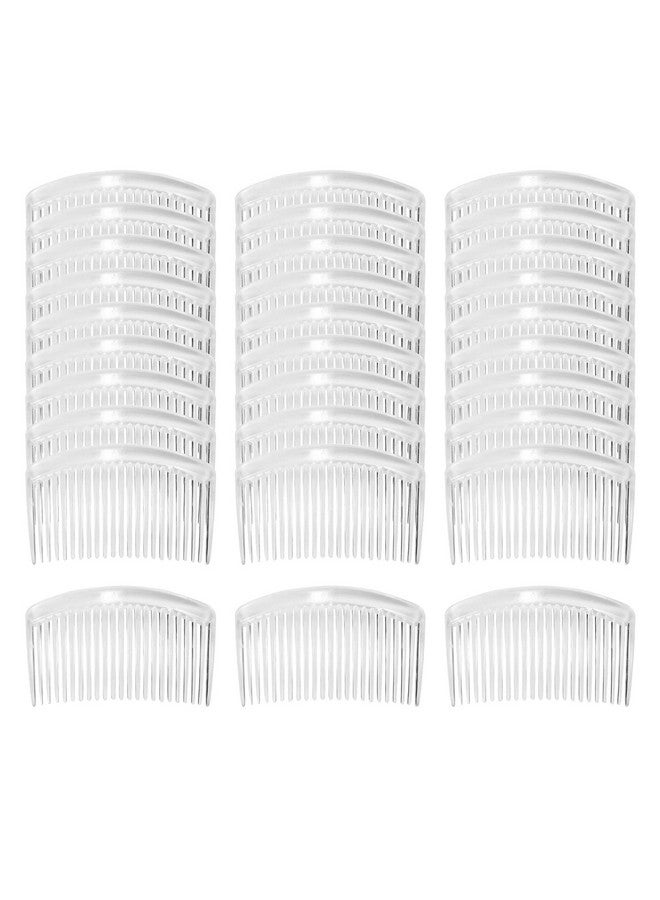 Cinaci Cinaci 30 Pack 3 Inch White Clear Plastic French Hair Side Combs Wedding Bridal Veil Comb Fine Hair Slide Hair Clips Small Clear Barrettes Bun Holder with 23 Teeth DIY Headpieces Accessories for Women - Image 1