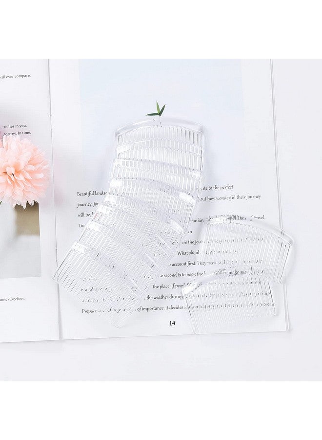 Cinaci Cinaci 30 Pack 3 Inch White Clear Plastic French Hair Side Combs Wedding Bridal Veil Comb Fine Hair Slide Hair Clips Small Clear Barrettes Bun Holder with 23 Teeth DIY Headpieces Accessories for Women - Image 4