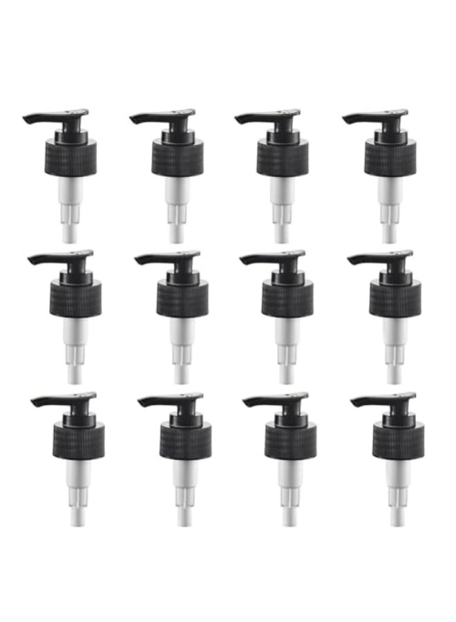 12 PCS BLACK PLASTIC SOAP DISPENSER PUMP REPLACEMENT LOTION PUMP HEADS FOR 24410 THREADED NECK BOTTLES COMPATIBLE WITH SOAP LOTION SHAMPOO LIQUID HAND WASH DISPENSERS