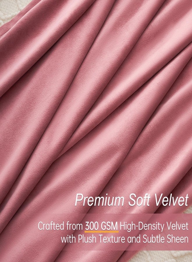 Topfinel Dusty Rose Velvet Blackout Curtains 84 Inches Long, Dusty Pink Room Darkening Insulated Valentines Back Tab Cute Girls Nursery Aesthetic Soundproof Curtains for Living Room Bedroom 7 FT - Image 3