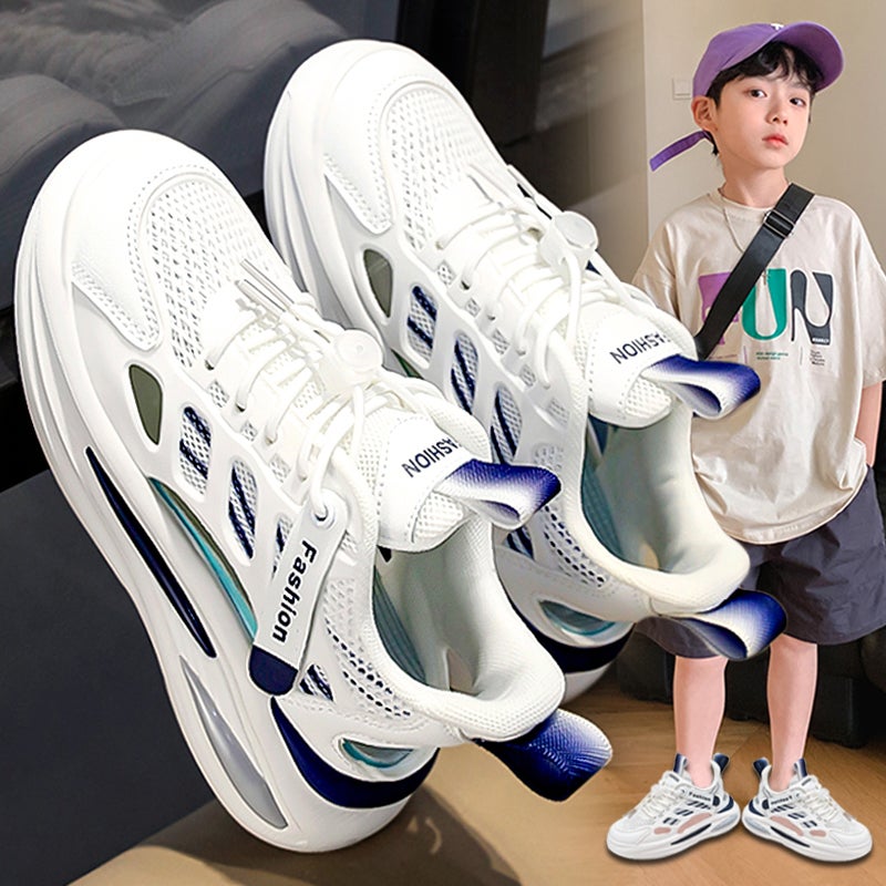 Boys' White Shoes Summer Single Mesh Sports Shoes Soft Sole Boys' Cut Out Mesh Shoes Breathable Kidsren'S Shoes - Image 4