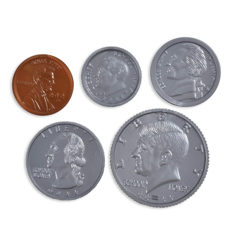 LEARNING ADVANTAGE Play Coin Set - 30 Pennies, 20 Nickels, 20 Dimes, 20 Quarters and 4 Half-Dollars - Realistic Coins for Pretend Play - Image 1