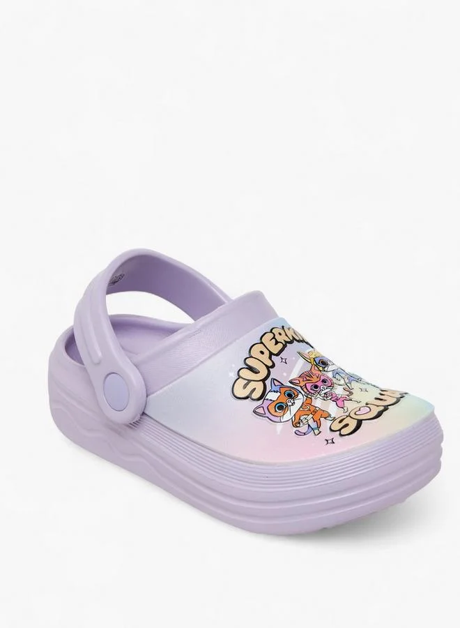 Disney Girls Superkitty Squad Print Backstrap Clogs
