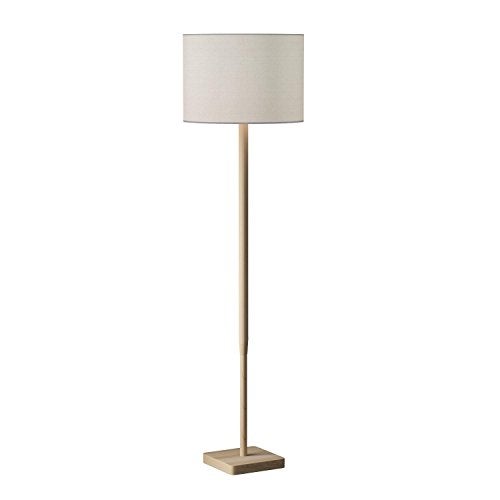 Adesso Floor Lamp with Natural Rubberwood Base and White Linen Lampshade – 3-Way Adjustable Brightness, Lamp for Bedroom, Living Room, and House Décor, 58.5” x 16” - Image 4