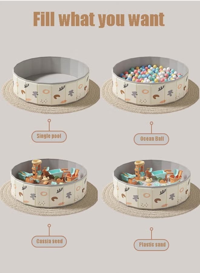 Berma Baby Children's toy sand pool, toddler foldable portable sand pool, double-layer Oxford cloth ball pool, round children's ball pool, indoor and outdoor games, game activity center, suitable for boys and girls (gray-single sand pool) - Image 3