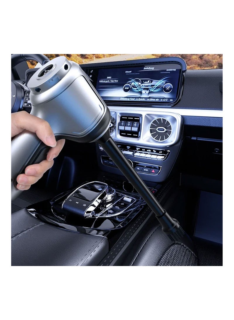 مكنسة كهربائية محمولة بدون أسلاك، مكنسة كهربائية صغيرة محمولة قابلة لإعادة الشحن عبر USB،طارد الغبار،مكنسة كهربائية للسيارة والمنزل والمكتب وتنظيف شعر الحيوانات الأليفة رمادي - Image 3