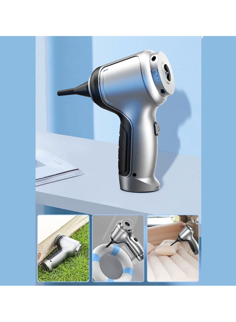 مكنسة كهربائية محمولة بدون أسلاك، مكنسة كهربائية صغيرة محمولة قابلة لإعادة الشحن عبر USB،طارد الغبار،مكنسة كهربائية للسيارة والمنزل والمكتب وتنظيف شعر الحيوانات الأليفة رمادي - Image 5