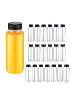 Disposable Bulk Drink Bottles, 20 Pack Clear Pet Plastic Juice Bottles with Black Lids, Round Small Empty Bulk Beverage Plastic Smoothie Bottles Ideal for Juice, Milk, (10oz, 300ml)