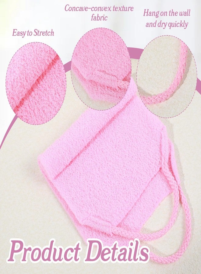 Matwsec 2 Pcs Exfoliating Back Scrubber with Handles, Nylon Exfoliating Shower Towel Stretchable Back Washer Backs Exfoliator for Shower Exfoliator Washcloth Washer for Men Women (Pink, Green) - Image 3