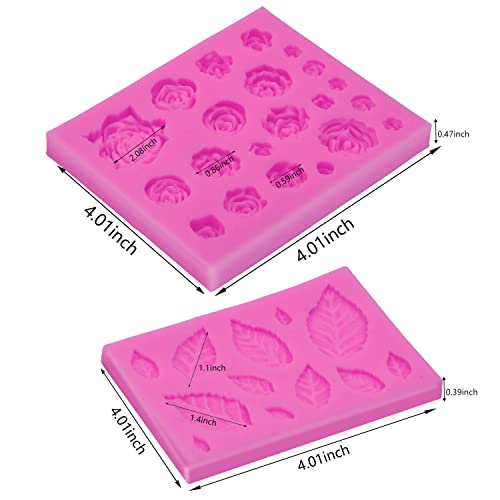 SIENON 33 Cavity Rose Flowers and Leaves Fondant Candy Silicone Molds For Sugarcraft, Cupcake Toppers, Soap, Polymer Clay, Crafting Projects, Wedding and Birthday Cake Decoration - Image 4