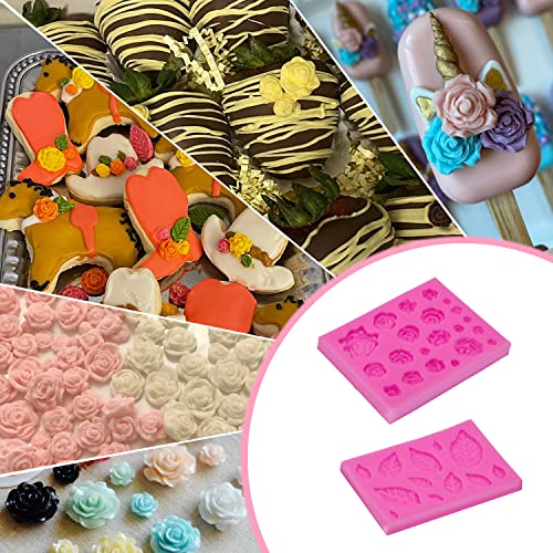 SIENON 33 Cavity Rose Flowers and Leaves Fondant Candy Silicone Molds For Sugarcraft, Cupcake Toppers, Soap, Polymer Clay, Crafting Projects, Wedding and Birthday Cake Decoration - Image 3