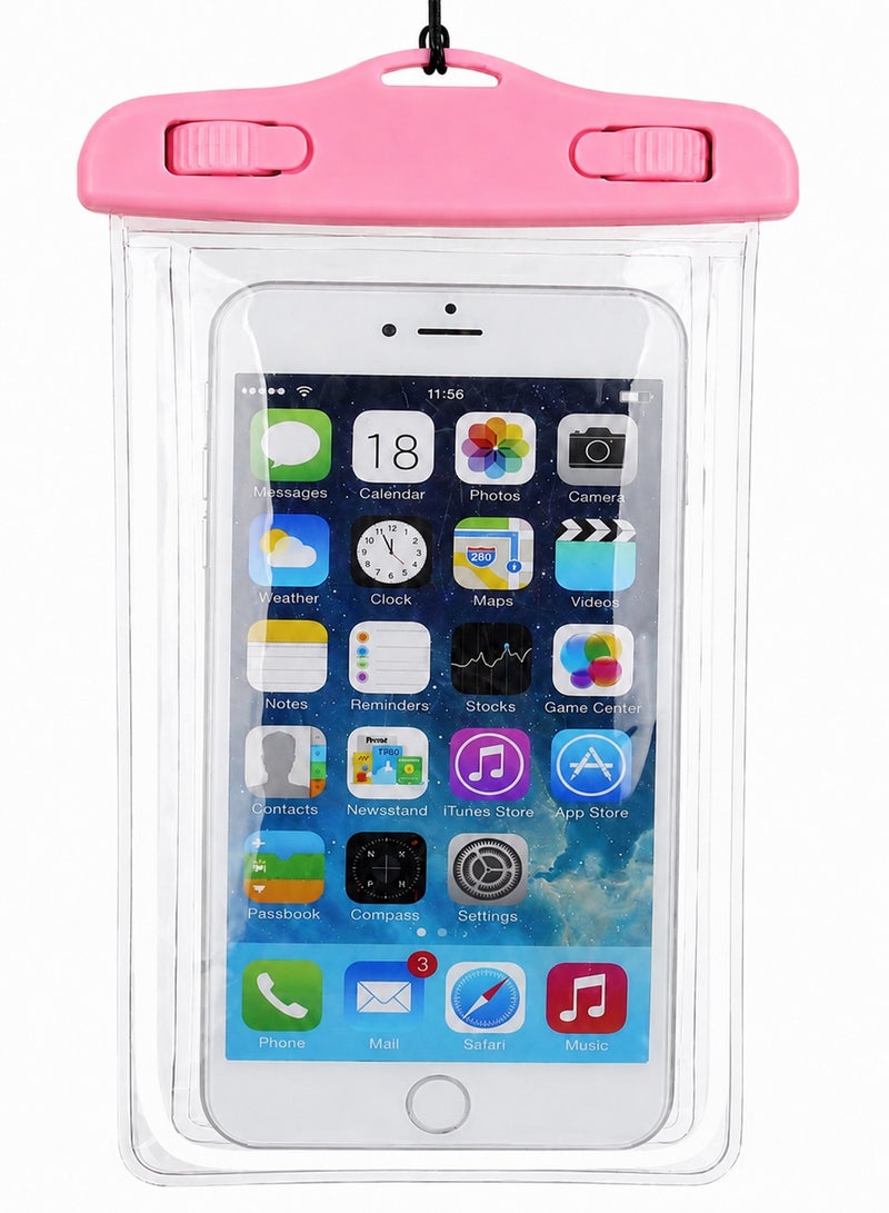 Fully protected sea case, Swimming Bag Waterproof Phone Case, Mobile Pouch PVC Cover Use at Beach or Swimming Pool, with Neck Strap For iPhone, Samsung, Xiaomi, Huawei, Redmi - Light Pink - Image 1