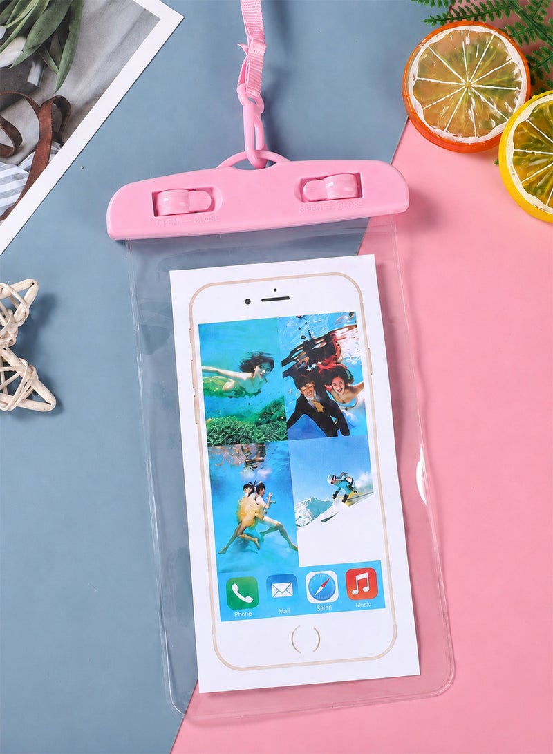 Fully protected sea case, Swimming Bag Waterproof Phone Case, Mobile Pouch PVC Cover Use at Beach or Swimming Pool, with Neck Strap For iPhone, Samsung, Xiaomi, Huawei, Redmi - Light Pink - Image 2