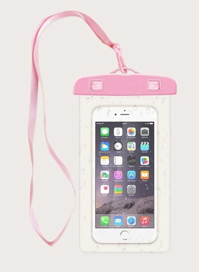 Fully protected sea case, Swimming Bag Waterproof Phone Case, Mobile Pouch PVC Cover Use at Beach or Swimming Pool, with Neck Strap For iPhone, Samsung, Xiaomi, Huawei, Redmi - Light Pink - Image 3