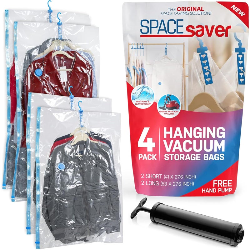 Spacesaver 8 Pack Roll Up Vacuum Storage Bags for Comforters Blankets  Clothes  Vacuum Sealed Compression Bags with Hand Pump  Space Saver Storage Bags for Bedding Moving Travel  Organization - Image 1