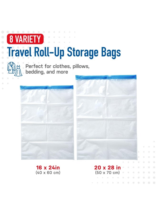 Spacesaver 8 Pack Roll Up Vacuum Storage Bags for Comforters Blankets  Clothes  Vacuum Sealed Compression Bags with Hand Pump  Space Saver Storage Bags for Bedding Moving Travel  Organization - Image 3