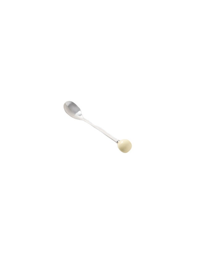 Cream Style Advanced Fruit Fork Suit Multi-purpose Ceramic Cheese Storage Can Bar Decoration Good Hand Ceremony-Specification:Creamy Yellow Spoon - Image 1