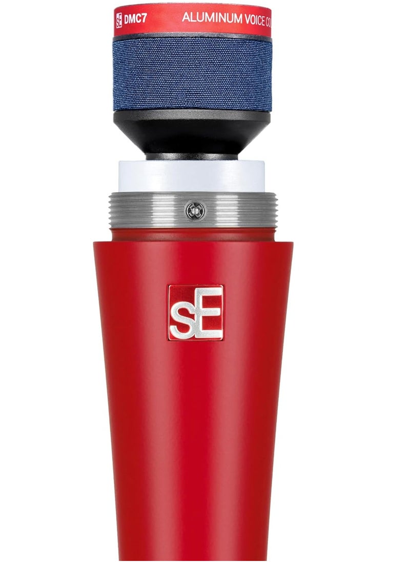 SE Electronics sE Electronics V7 Supercardioid Dynamic Handheld Vocal Microphone - Red Supercardioid Dynamic Microphone with Integrated Shockmount and Internal Windscreen  - Image 4