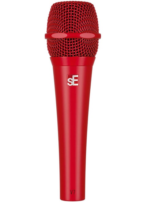 sE Electronics V7 Supercardioid Dynamic Handheld Vocal Microphone - Red Supercardioid Dynamic Microphone with Integrated Shockmount and Internal Windscreen