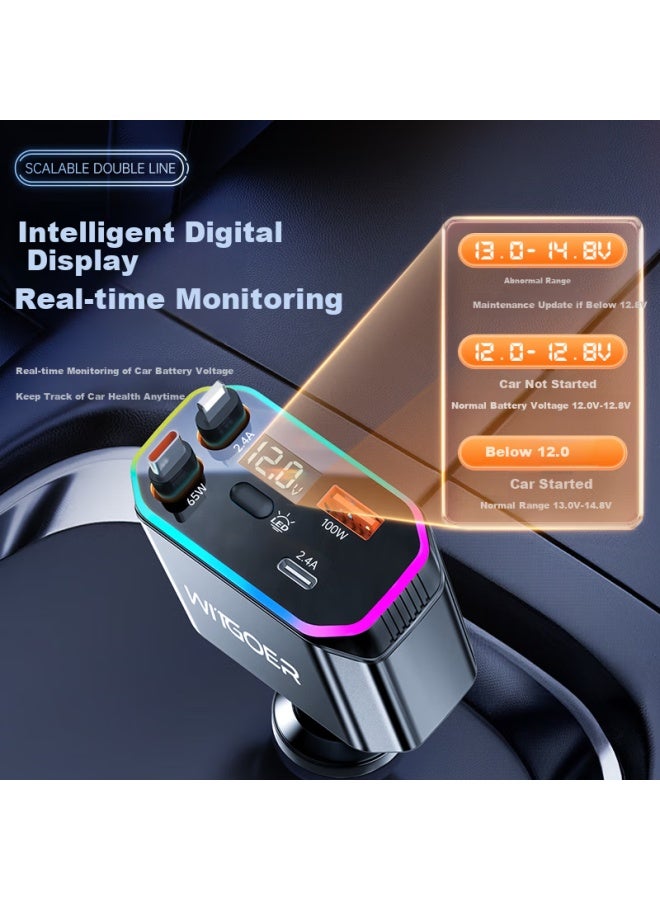 WITGOER Car Charger With Cable 200W Super Fast Charging Plug One Drag Two Three Multi-Function Cigarette Lighter Converter Stretch Charging Cable Suitable For Apple 16 Xiaomi Huawei - Image 4