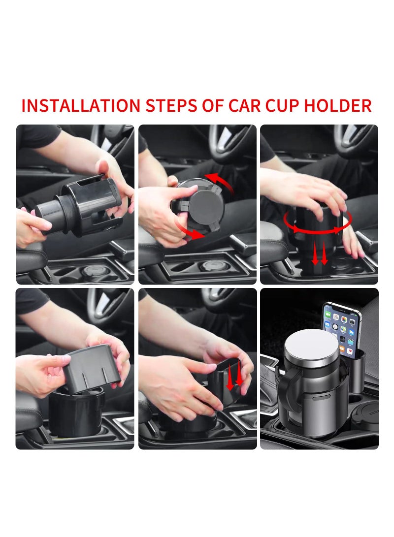 SYOSI Cup Holder Expander for Car, Car Cup Holder Expander with Phone Holder, Cup Phone Holder for Car, Large Cup Holder Adapter for Car 32/40 Oz Bottles, Big Drinks Mugs, Fit Different Kinds of Car(1 Pack) - Image 4