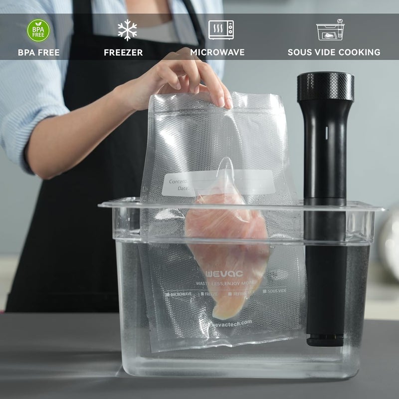 Wevac 11" x 16" Precut Vacuum Sealer Bags, 100 Count, Includes 5 Liquid Block Bags & 5 Bone Guard Pieces, Heavy Duty for Food Storage, Sous Vide & Meal Prep - Image 5