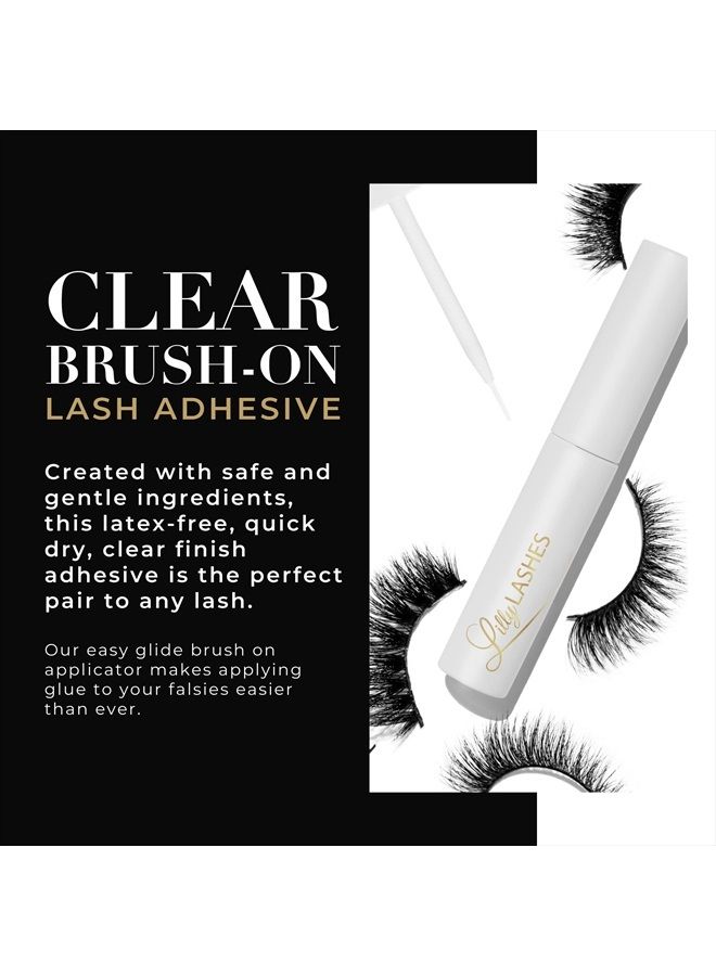 Lilly Lashes غراء رموش شفاف، غراء رموش بالفرشاة للرموش الصناعية، غراء تمديد الرموش للرموش الصناعية والطبيعية، غراء رموش شفاف، لوازم رموش خالية من اللاتكس - Image 2