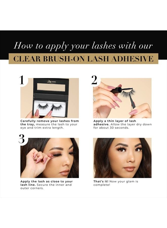 Lilly Lashes غراء رموش شفاف، غراء رموش بالفرشاة للرموش الصناعية، غراء تمديد الرموش للرموش الصناعية والطبيعية، غراء رموش شفاف، لوازم رموش خالية من اللاتكس - Image 4