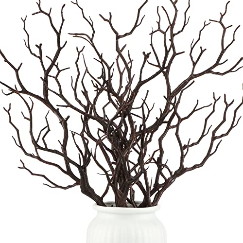 Geosar 138 Inch Small Manzanita Branches Plastic Faux Branches Artificial Antler Shaped Tree Branch Decorative Plant Twigs for Home Wedding Table Centerpiece Festival DecorsDark Brown10 Pieces