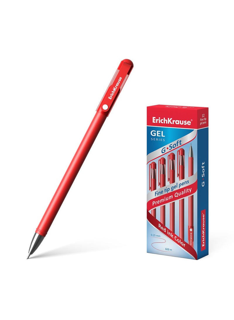 ErichKrause Gel ink pen G-Soft Stick Classic 0.38, ink color: red (box 12 pcs.) - Image 1