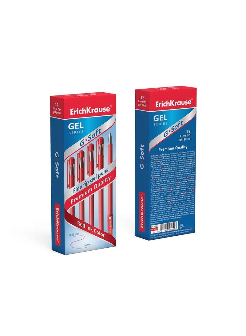 ErichKrause Gel ink pen G-Soft Stick Classic 0.38, ink color: red (box 12 pcs.) - Image 3