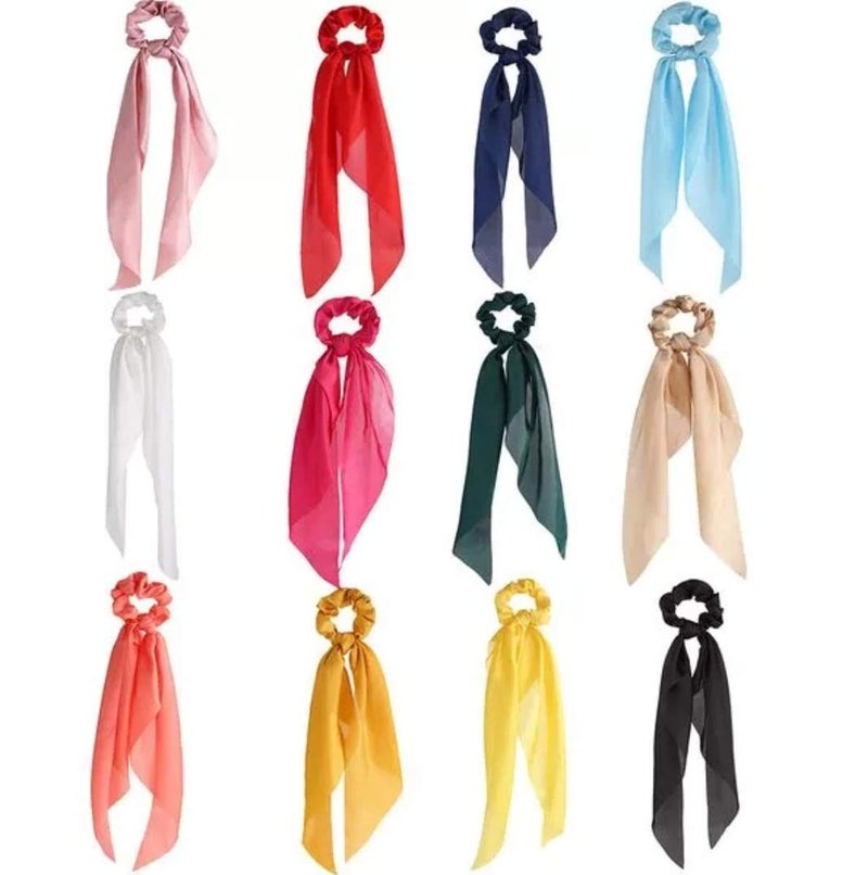 IBDA Girls Premium Silk Adjustable Handmade Scarf Scrunchies Ponytail Holder with Bobble Hair Tie RubberElastic Head Band Accessories Multicolour