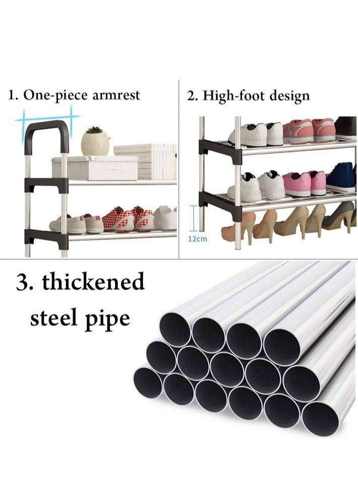 dida-cosmos Shoe Racks, Free Standing Shoe Storage 6 Tier Shoe Rack Shelf Storage Organizer Stand Holder Keep Room Neat Door Space Saving (silver/black , 6-Tier) - Image 4